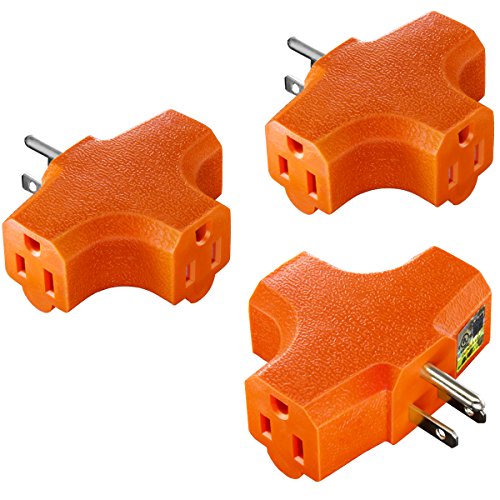 Product Cover 3-Outlet Grounding Adapter, Kasonic [UL Listed] Plug Extender; Heavy-Duty Grounded Power Tap - 3 Pack