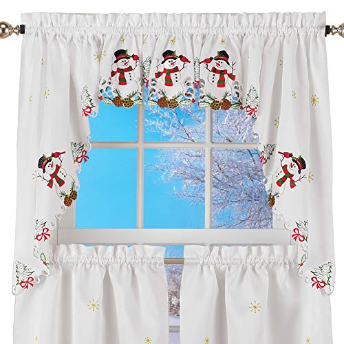 Product Cover Collections Etc Snowman Cardinal Window Curtain Christmas Decoration, Swags