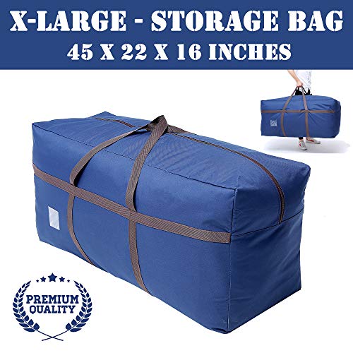 Product Cover Large Blue Duffel Storage Bag - Premium-Quality Heavy Duty 600D Polyester Oxford Cloth with Handles and Reinforced Seams - 45