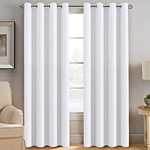 Product Cover H.VERSAILTEX White Curtains for Bedroom White Curtain 96 inches Long for Christmas Thermal Insulated Window Treatment Panel/Drape for Living Room, White, One Panel, Grommet Top