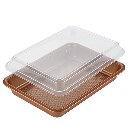 Product Cover Ayesha Bakeware Covered Cake Pan, 9-Inch x 13-Inch, Copper
