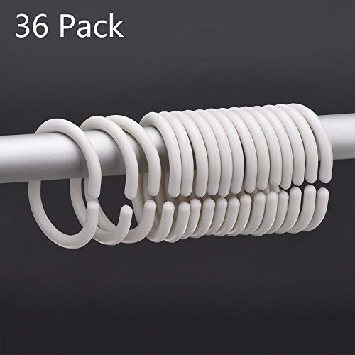 Product Cover 36 Pack Shower Curtain Rings Curtain C Rings Hook Hanger Bath Drape Loop Clip Glide (White)