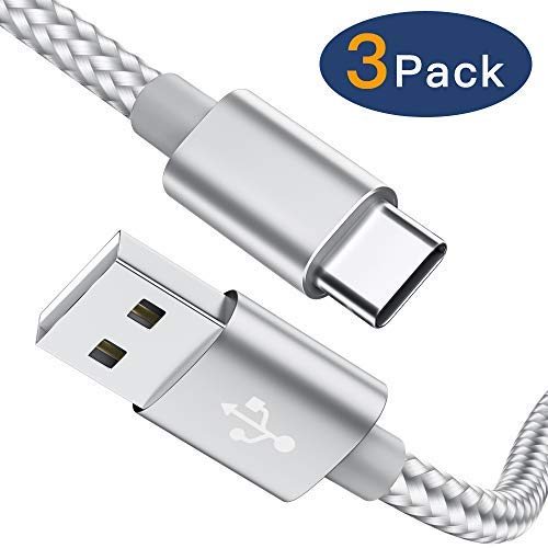 Product Cover USB Type C Cable, MARGE PLUS USB C Cable 3 Pack (6FT) Nylon Braided USB C to USB A Fast Charger Cord Compatible Samsung Galaxy S10 S9 S8 Plus Note10 9 8, LG V50 G8, Moto Z Z3 and More