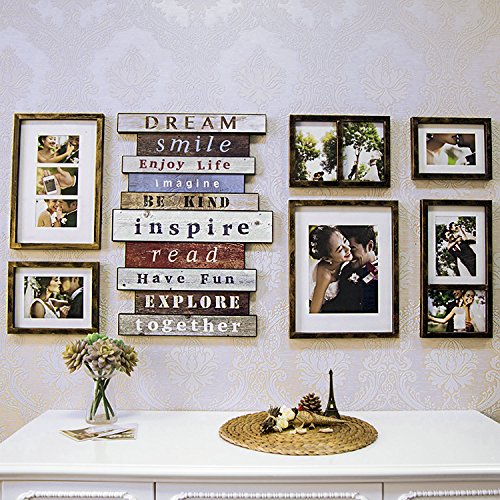 Product Cover Hello Laura - Photo Frame Classic Picture Portrait Frame Gallery Collection Wall Hanging Photo Frame Set - Multi Sockets with Inspiring Decor Bar for Family Friends Graduation Wedding Couple School