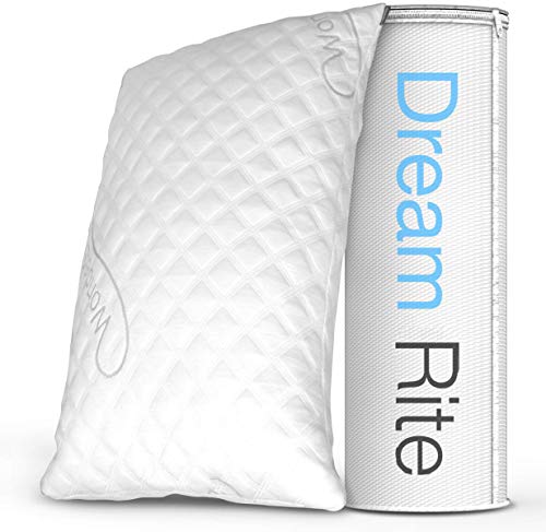 Product Cover Dream Rite Shredded Hypoallergenic Memory Foam Pillow WonderSleep Series Luxury Adjustable Loft Home Pillow Hotel Collection Grade Washable Removable Cooling Bamboo Derived Rayon Cover- Queen 1 Pack