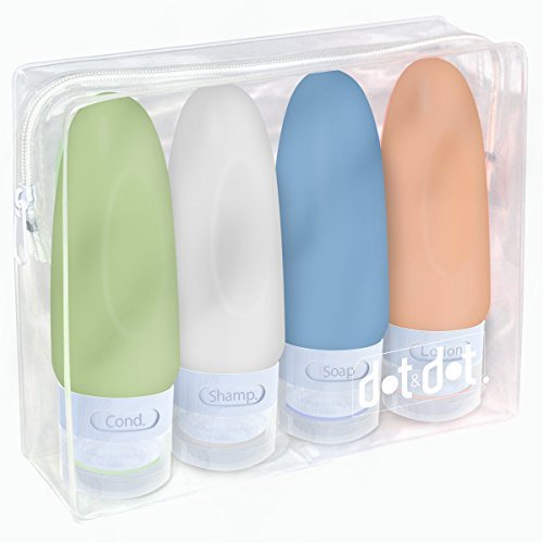 Product Cover 4 Leak Proof Travel Bottles - 3 oz Travel Containers for Travel Size Toiletries with TSA Quart Bag