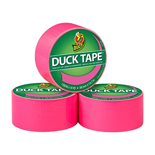 Product Cover Duck Brand Colored Duct Tape, Neon Pink, 1.88 Inches x 15 Yards, 3 Pack (285915)