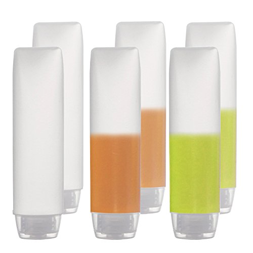 Product Cover OTO 6 Pack Travel Size Plastic Squeeze Bottles for Liquids, 30ml/1 Fl. Oz TSA Approved Makeup Toiletry Cosmetic Containers
