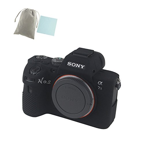 Product Cover No.2 Warehouse Soft Silicone Armor Skin Rubber Protective Camera Case Compatible with Sony Alpha A7ii A7R2 A7Rii A7sii Camera (Black)+ a Piece of Clean Cloth