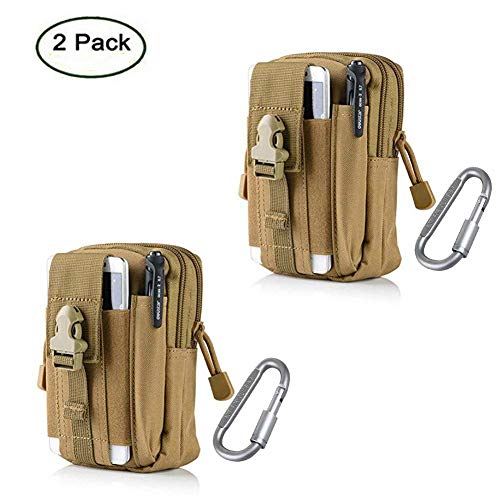 Product Cover ZJtech Tactical Molle Pouch Compact EDC Utility Gadget Waist Bag Pack with Cell Phone Holster for iPhone 6 Plus (2 Pack - Tan)