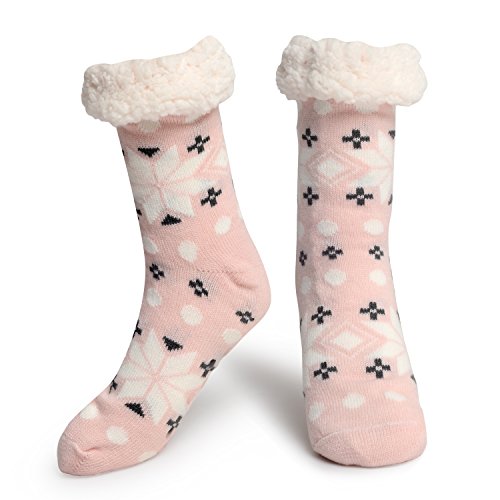 Product Cover Slipper Socks Fleece-Lined Cozy Thick Winter Knee Highs Stockings for Woman Men Christmas Socks