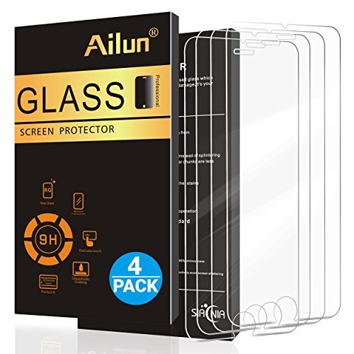 Product Cover iPhone 6s Screen Protector,iPhone 6 Screen Protector,[4 Pack] by Ailun,Tempered Glass for 4.7inch iPhone 6,iPhone 6s,2.5D Edge,Case Friendly,SIANIA Retail Package