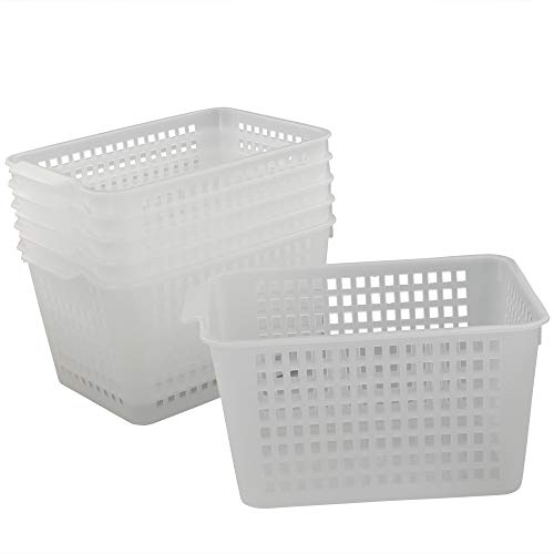 Product Cover Qsbon Clear Plastic Storage Bins/Basket Organizer for Home Bathroom Kitchen, 6-Pack