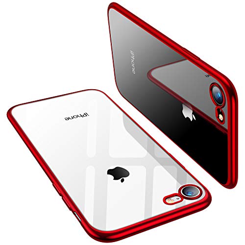 Product Cover TORRAS Crystal Clear iPhone 8 Case/iPhone 7 Case, [Anti-Yellowing] Slim Soft Silicone TPU Cover with Thin Protection Phone Case for iPhone 7/8, Red