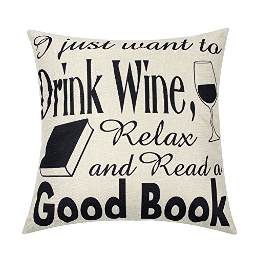 Product Cover Ogiselestyle I Just Want to Read A Good Book Motivational Sign Cotton Linen Home Decorative Throw Pillow Case Cushion Cover with Words for Book Lover Sofa Couch 18