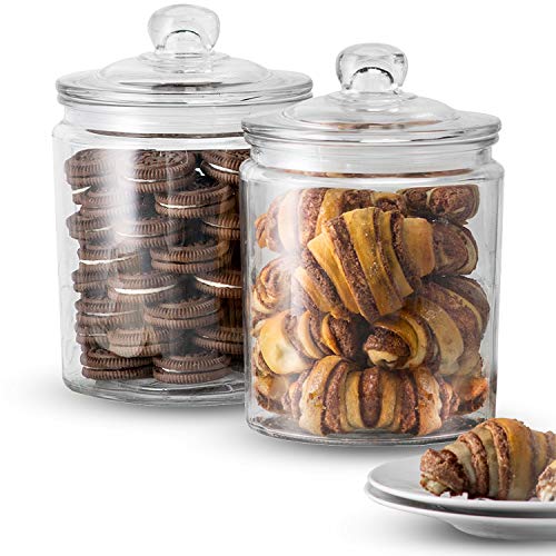Product Cover KooK Glass Storage Canister, Clear Jar, With Clear Glass Lid- 1/2 Gallon (Set of 2)