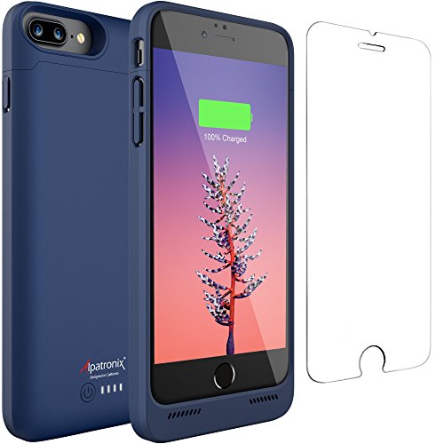 Product Cover iPhone 8 Plus/7 Plus Battery Case, 5000mAh Slim Portable Protective Extended Charger Cover with Qi Wireless Charging Compatible with iPhone 8 Plus & iPhone 7 Plus (5.5 inch) BX190plus - (Blue)