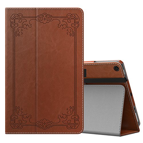 Product Cover MoKo Case for All-New Amazon Fire HD 10 Tablet (7th Generation and 9th Generation, 2017 and 2019 Release) - Slim Folding Stand Cover with Auto Wake/Sleep for 10.1 Inch Tablet, Vintage Style