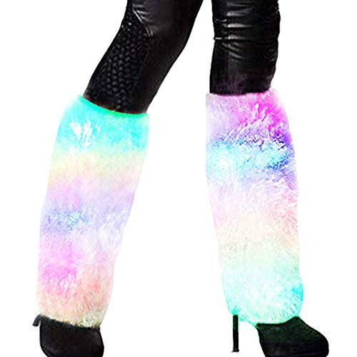 Product Cover Luwint LED Flashing Furry Arm Leg Warmers - Light Up Clothing Accessories for Halloween Party Costume Christmas Rave, 1 pair