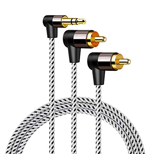 Product Cover 3.5mm to RCA Cable, CableCreation Angle RCA to 3.5mm Y Splitter Stereo Audio Cable, Gold-Plated for TV, Speakers, Home Theater, HDTV, 5FT/1.5M