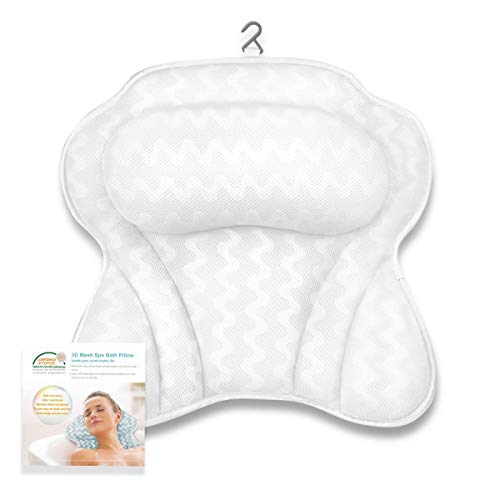 Product Cover Luxury Bath Pillow with 6 Strong Suction Cups for Tub, Extra Large Size Pillow Bath Cushion for Bathtub, Hot Tub, Jacuzzi, Home Spa Pillow Support for Head, Neck, Back and Shoulders