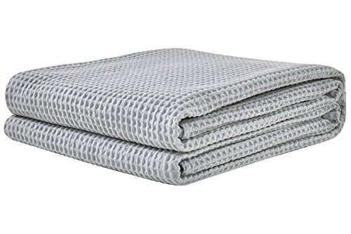 Product Cover PHF Cotton Waffle Weave Blankets King Size Soft Cozy Lightweight for Bed Couch Sofa Light Grey
