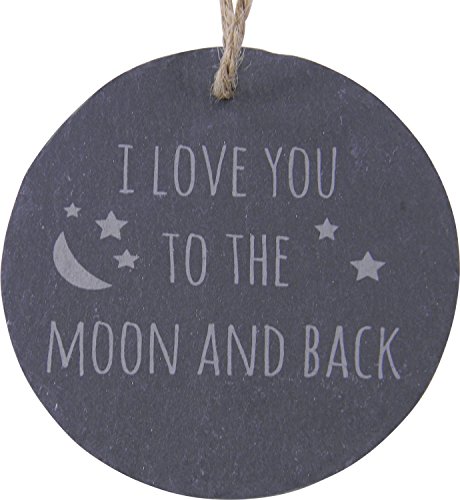 Product Cover CustomGiftsNow I Love You to The Moon and Back 3.25-inch Circle Slate Hanging Christmas Tree Ornament with String