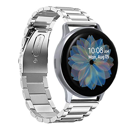 Product Cover Aresh Compatible with Galaxy Watch Active2 40mm Bands&Active 2 44mm Band,20mm Stainless Steel Strap Compatible for Samsung Galaxy Watch Active 2(Silver)