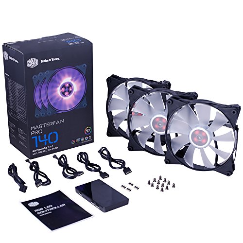 Product Cover Cooler Master MasterFan Pro 140 Air Flow RGB- 140mm High Air Flow RGB Case Fan, 3 In 1 with RGB LED Controller, Computer Cases CPU Coolers and Radiators (MFY-F4DC-083PC-R1)