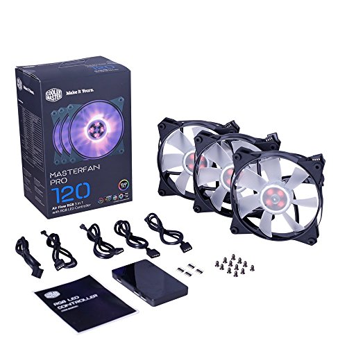 Product Cover Cooler Master MasterFan Pro 120 Air Flow RGB- 120mm High Air Flow RGB Case Fan, 3 in 1 with RGB LED Controller, Computer Cases CPU Coolers and Radiators