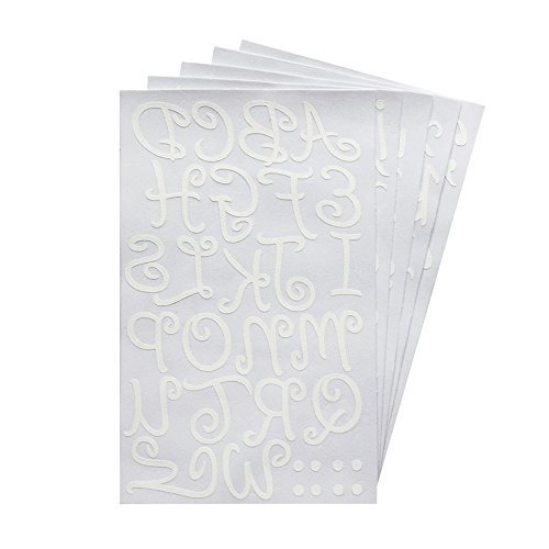 Product Cover Magfok Iron on Transfer White Letter 1.5 Inch Uppercase & Lowercase, 5 Sheet (Black or White Options)