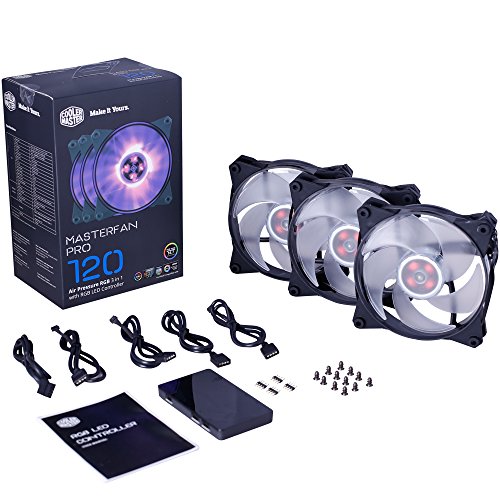 Product Cover Cooler Master MFY-P2DC-153PC-R1 MasterFan Pro 120 Air Pressure RGB- 120mm Static Pressure RGB Case Fan, 3 in 1 with RGB LED Controller, Computer Cases CPU Coolers and Radiators