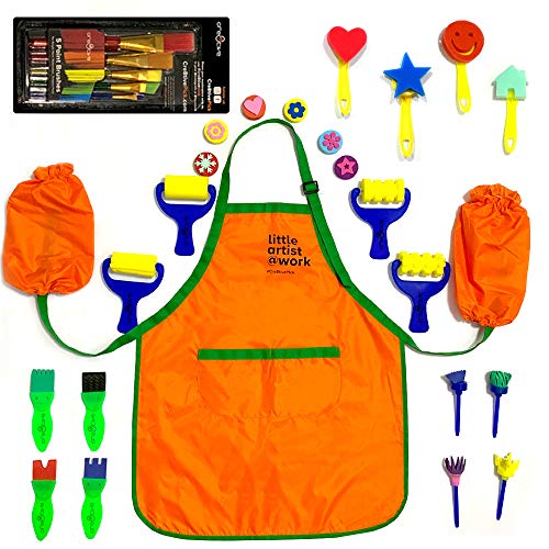 Product Cover Cre8tivePick kids art craft fun painting drawing tools for kids, waterproof apron with sleeves ebook with painting ideas, painting set, kids art, sponge brushes, art kit