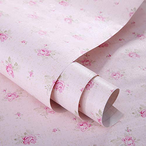 Product Cover Pink Floral Drawer Shelf Liner Self Adhesive Decorative Contact Paper Vinyl Covering for Shelves Drawer Furniture Wall Decoration 17.7x78.7 Inches