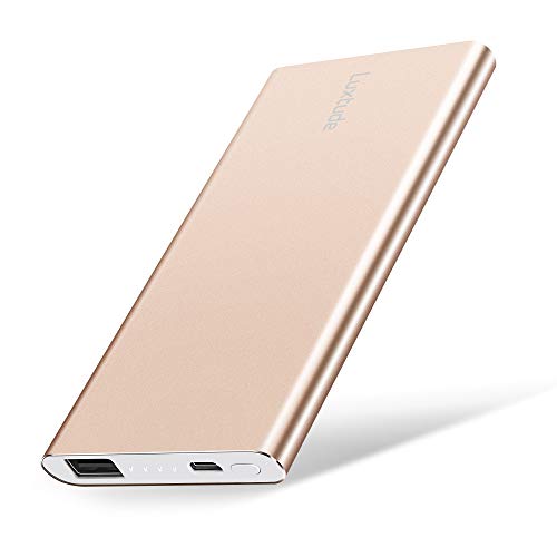 Product Cover Luxtude 5000mAh Ultra Slim Portable Phone Charger for iPhone, Samsung Galaxy, LG and Android Phone. 2.4A Fast Charging Power Bank Portable Charger, Li-Polymer External Battery Pack for iPhone (Gold)