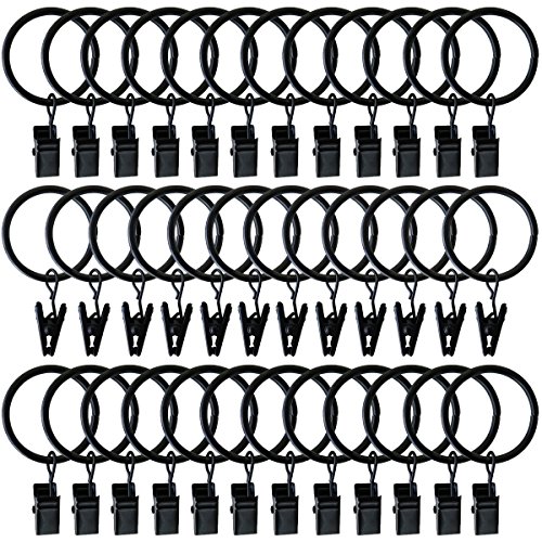 Product Cover Topspeeder 36 Pack Rings Curtain Clips Strong Metal Decorative Drapery Window Curtain Ring with Clip Rustproof Vintage Black