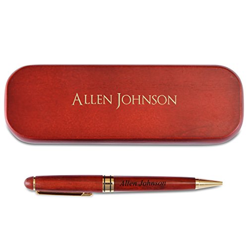 Product Cover Personalized Engraved Maple Wood Rosewood Ball Pen & Case Set Custom Gift (Rosewood)