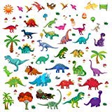 Product Cover Dinosaur Wall Decals, Decorative Dino Stickers for Boys & Girls, Peel and Stick Colorful Wall Art Mural for Bedroom, Baby Nursery, Bathroom, Playroom, Removable Vinyl Home Decor, 81 Small & Large Pcs.
