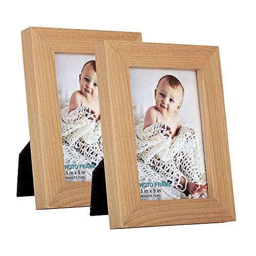 Product Cover RPJC 3.5X5 Picture Frame (Set of 2) Made of Solid Wood High Definition Glass for Table Top Display and Wall Mounting Photo Frame Natural