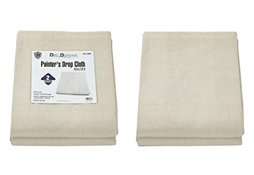 Product Cover Pack of 2: Drop Cloth Cotton Canvas Tarp 4x12 Finished Size for Art Supplies, Painting Supplies/Painting Canvas Fabric or Couch Cover and Furniture Cover from Paint by Dirt Defense.