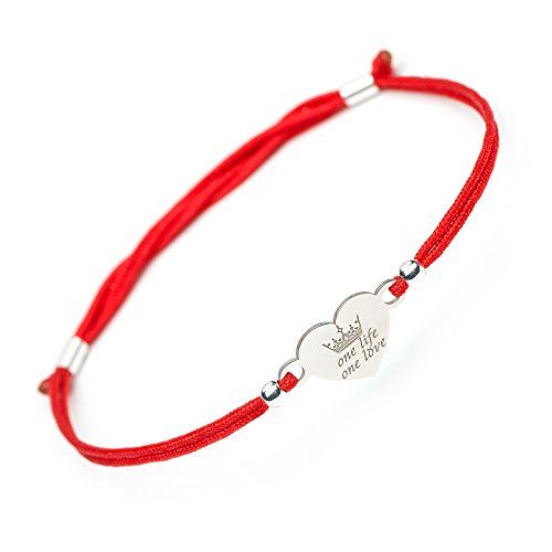 Product Cover SOLOMIYA Love 925 Silver Bracelet - Heart Jewelry Charm Pendant - Red String Protection Bracelet for Mom Women Wife Gift (One Life One Love)