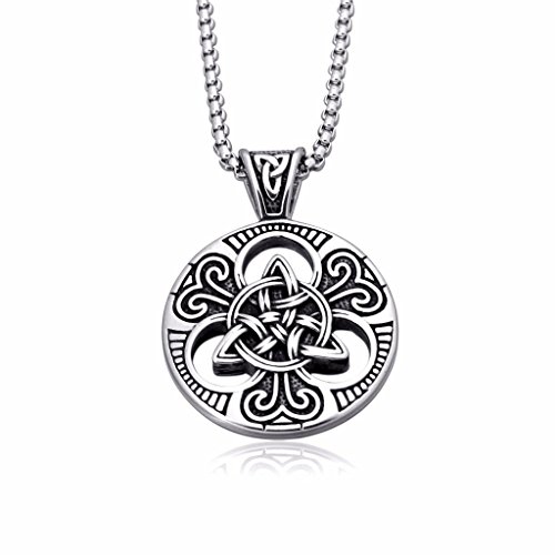 Product Cover enhong Celtic Knot Necklace for Men,Stainless Steel Magic Double Side Solid Heavy Pendant with Chain