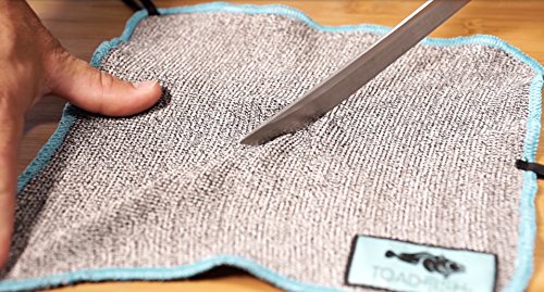 Product Cover Cut Resistant Oyster Shucking Cloth for use with oyster shucking knife/clam or oyster shucker - better than shucking gloves or kitchen glove - by Toadfish