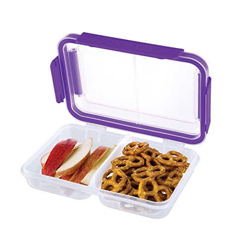 Product Cover SnapLock by Progressive Split Container - Purple, SNL-1002P Easy-To-Open, Leak-Proof Silicone Seal, Snap-Off Lid, Stackable, BPA FREE
