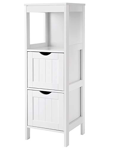 Product Cover VASAGLE Floor Cabinet Multifunctional Bathroom Storage Organizer Rack Stand, 2 Drawers, White