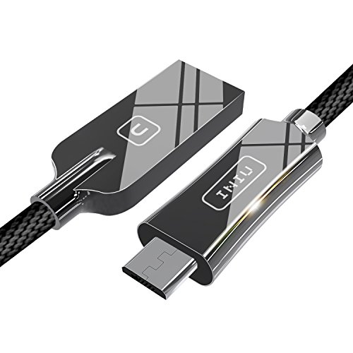 Product Cover INIU Micro USB Cable Android 2.4A Quick Charging Zinc Alloy Nylon Braided 3.3ft Tangle-Free USB Data Charger Cable with Organizing Strap for Samsung HTC Motorola Mobile Phone Power Bank