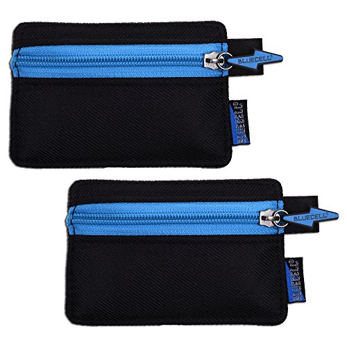 Product Cover BCP 2pcs Black Color Splash Proof Nylon Security Utility Zipper Coin Safe Pouch ID Card VISA Card Business Card Bag Sleeve 4-1/2 x 3 Inches