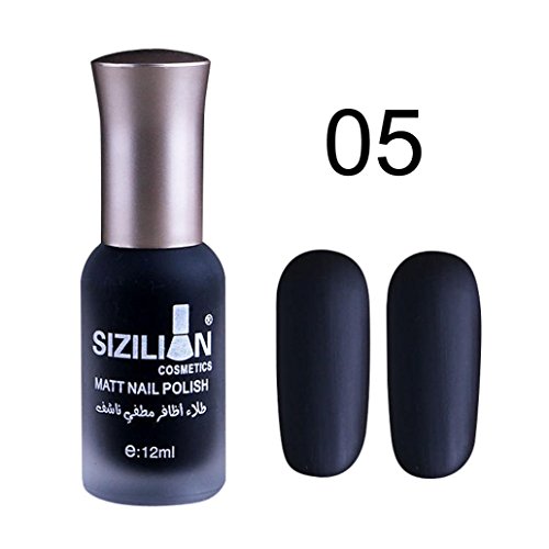 Product Cover Matte Dull Nail Polish XUANOU 12ml Fast Dry Long Lasting Nail Art Matte Nail Polish Gel (Black)