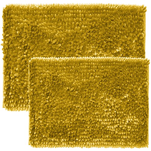 Product Cover Sweet Home Collection Chenille Noodle 2 Piece Bathroom Rug Set, Gold