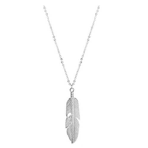 Product Cover Tome-R Feather Pendant Long Chain Necklace Sweater Necklace Women Jewerly